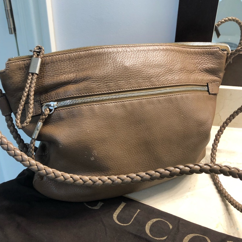 Gucci coffee color soft leather shoulder bag